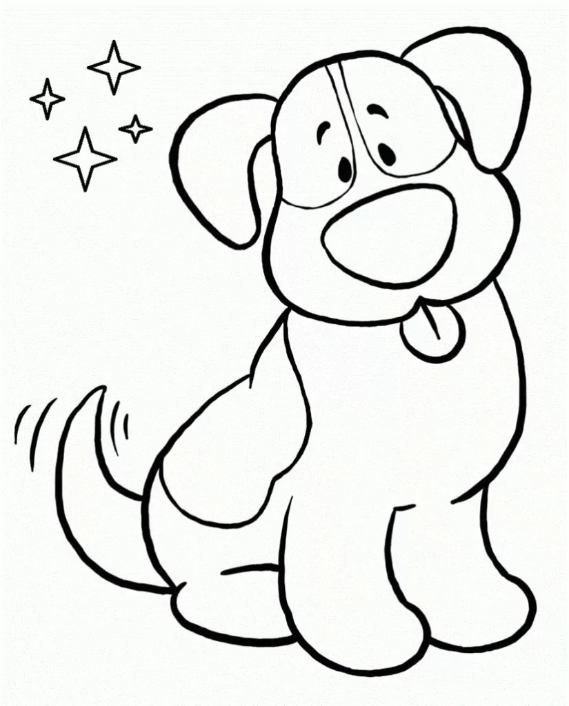 Cachorro sorridente abanando o rabo: Desenho para colorir e alegrar