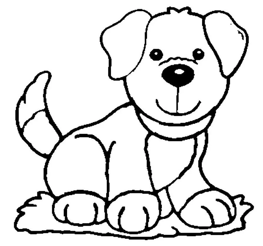 Desenho de cachorro sorrindo para colorir: atividade divertida com cão esperto.