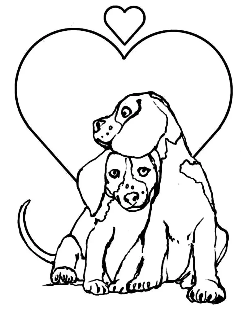 Desenhos de Cachorros Amorosos para Colorir: Divirta-se com essa cena de carinho!