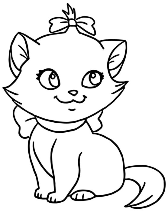 Gata de lacinho: Desenhos de gatos para colorir e alegrar o dia.
