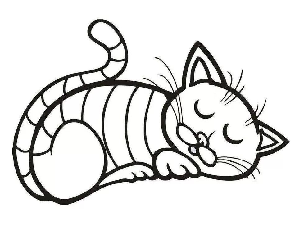 Desenho de gato dormindo para colorir: relaxamento e diversão criativa.