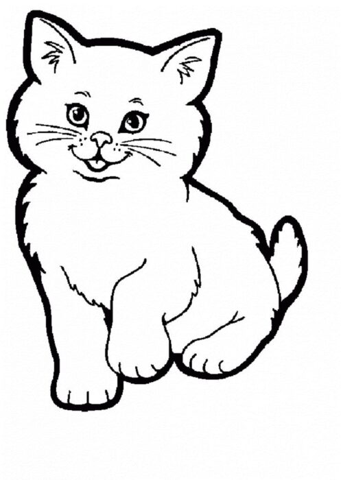 Gatinho fofo para colorir: Desenho adorável de gato para atividades criativas