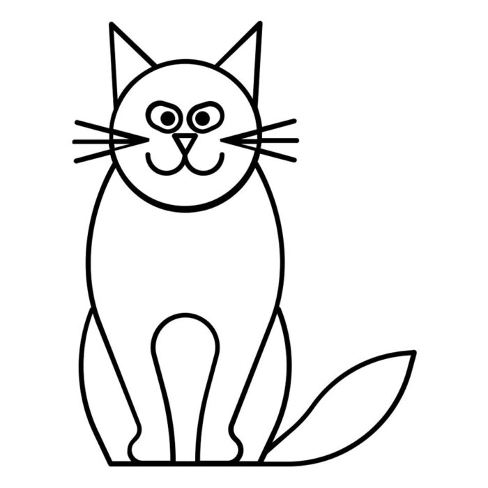 Gato sentado para colorir: atividade relaxante e criativa.