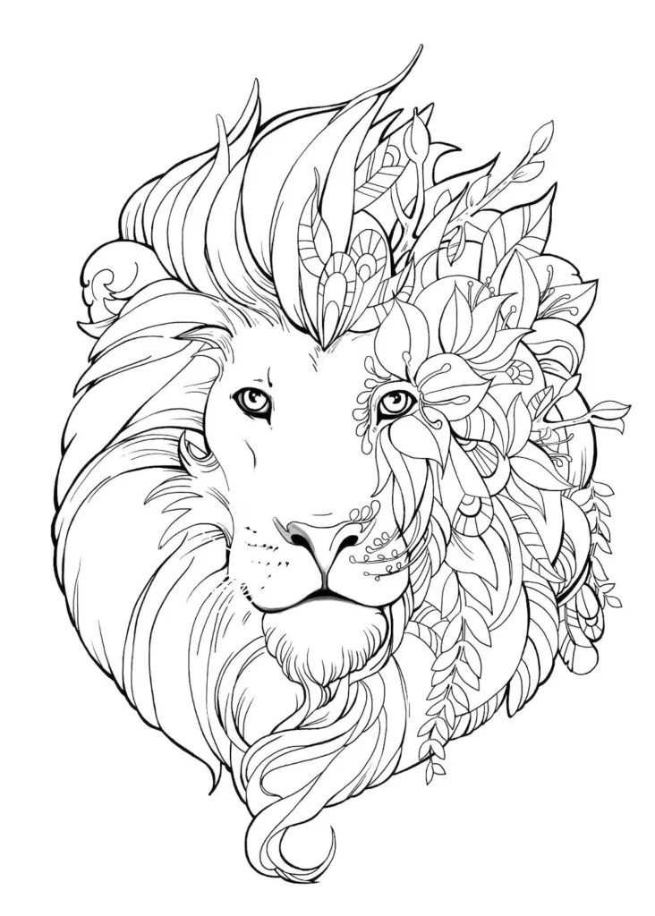 Leão Mandala Detalhado para Colorir: Arte Terapia Relaxante
