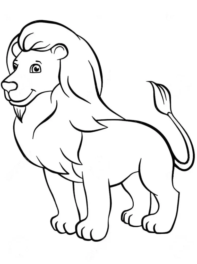 Leão simpático com juba para colorir: Desenhos divertidos de leões