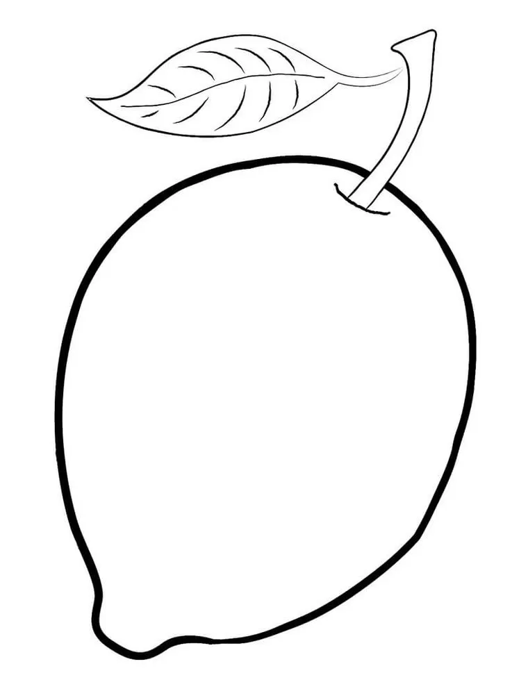 Limão azedo para colorir: desenho detalhado com folha para imprimir.