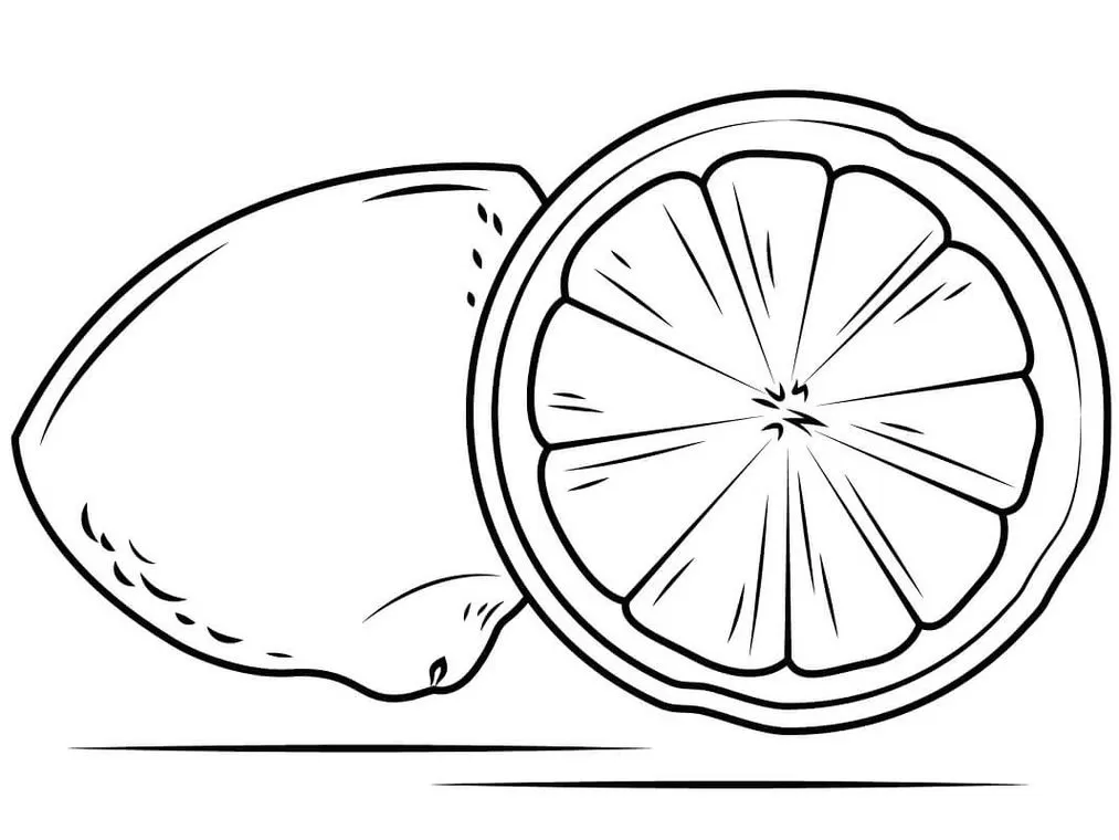Limões para Colorir: Desenho de Limão Inteiro e Metade