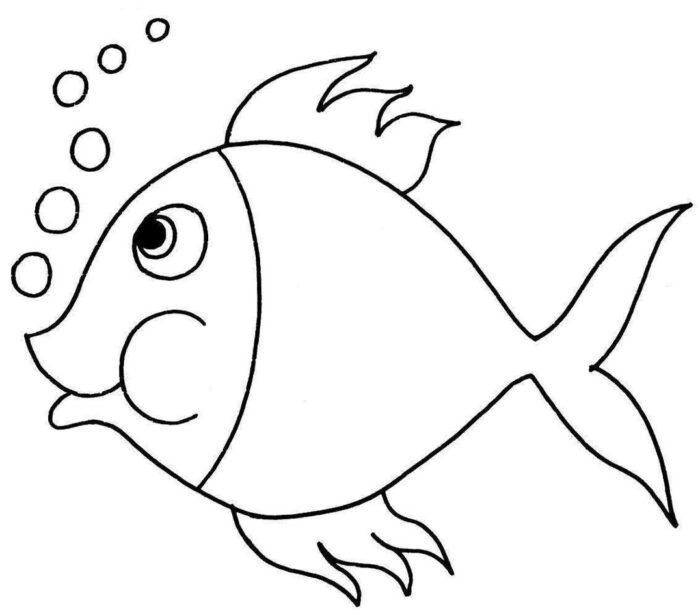 Desenho de peixe nadando para colorir e alegrar o dia