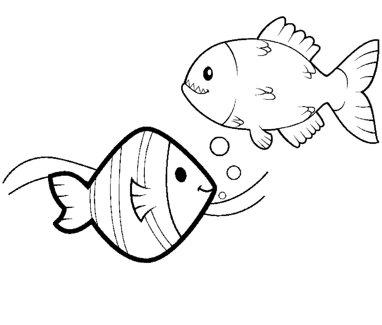 Peixes para Colorir: Desenho de peixe e piranha para atividade divertida.