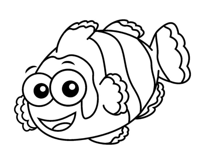 Peixe com Olhos Grandes e Listras Verticais para Colorir