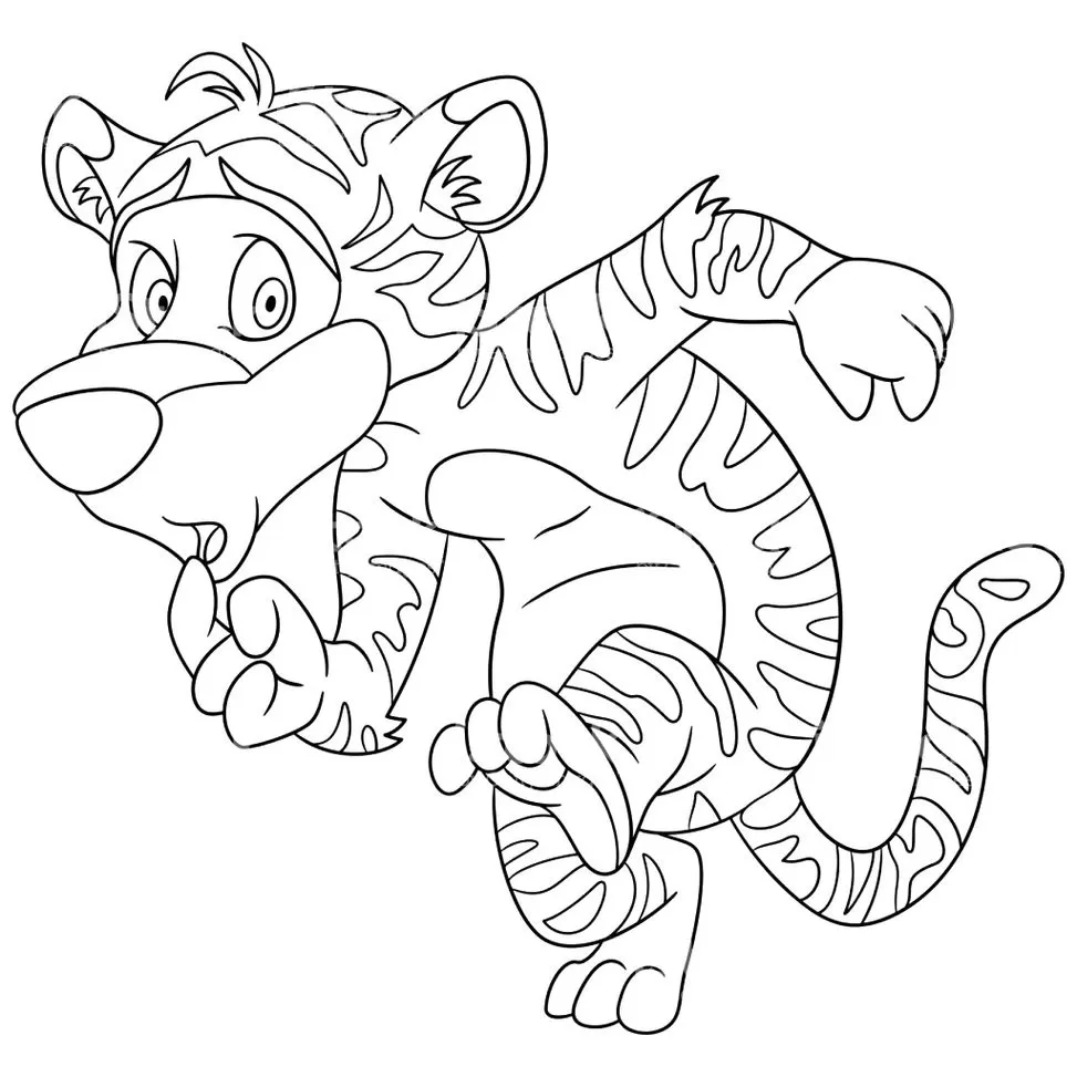Tigre Surpreso para Colorir: Diversão com Desenhos de Tigres