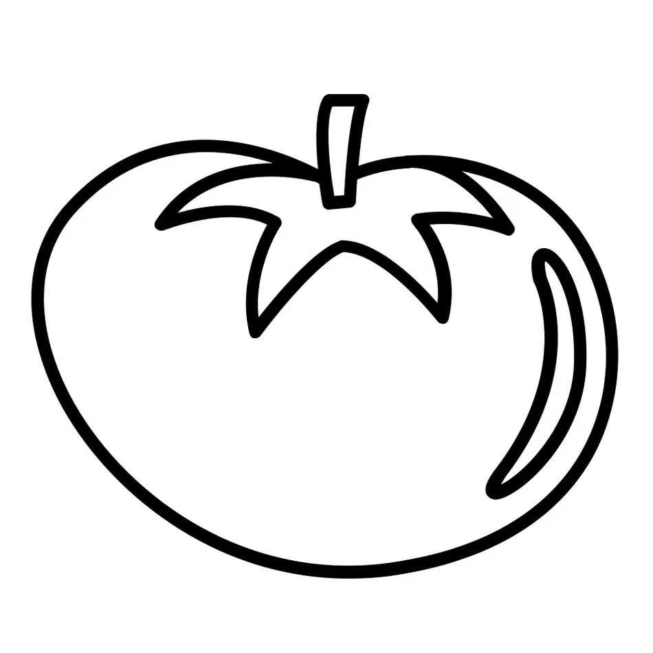 Desenho de Tomate com Talo para Colorir e Imprimir