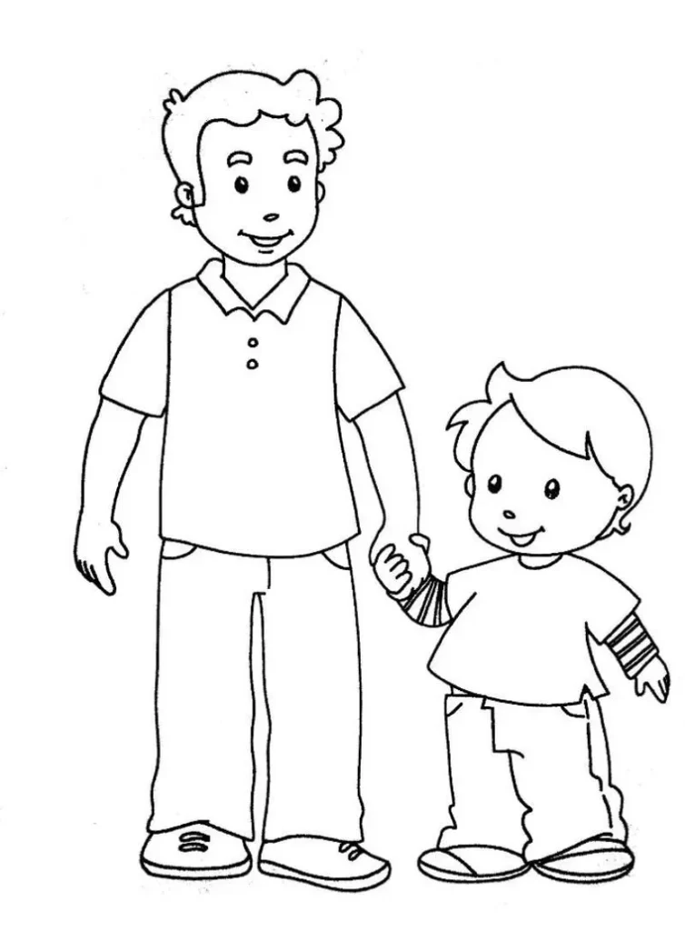 Desenho Dia dos Pais: Pai e filho para colorir juntos