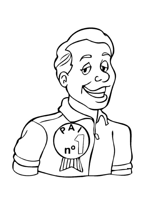 Desenho Dia dos Pais: Pai número 1 sorrindo para colorir