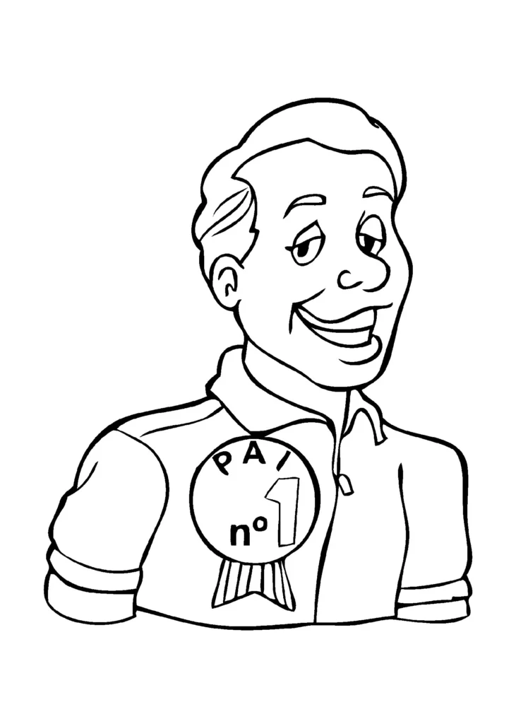 Desenho Dia dos Pais: Pai número 1 sorrindo para colorir