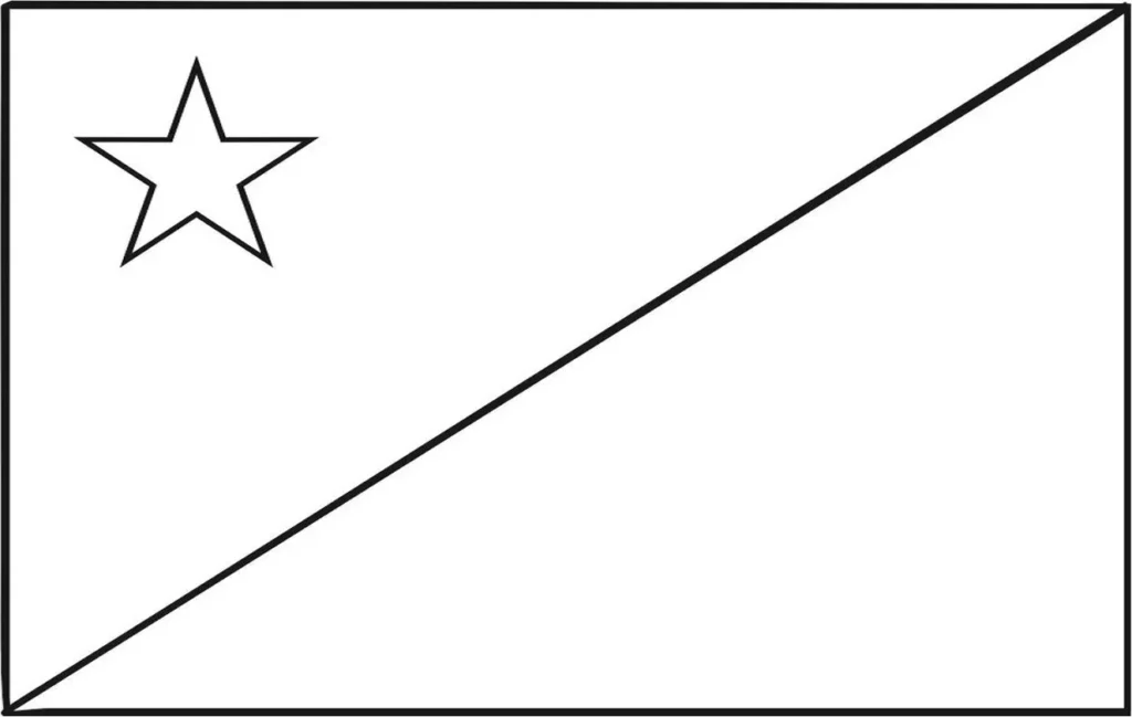 Bandeira do Acre para colorir: desenho com divisão diagonal e estrela.