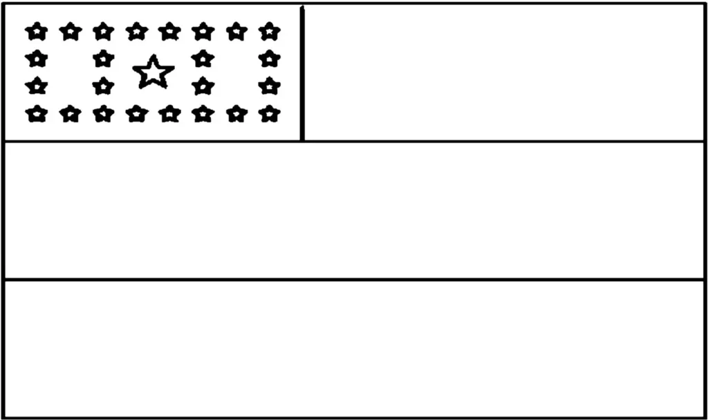 Bandeira do Amazonas para colorir: desenho com estrelas e espaços em branco.