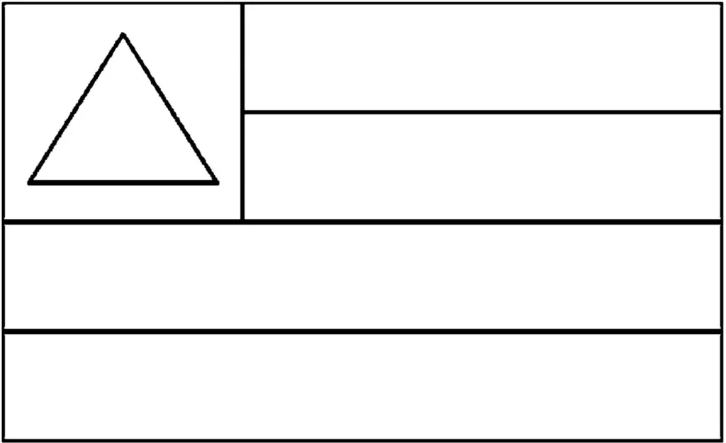 Bandeira da Bahia para colorir. Desenho do pavilhão baiano para atividades de pintura e aprendizado.