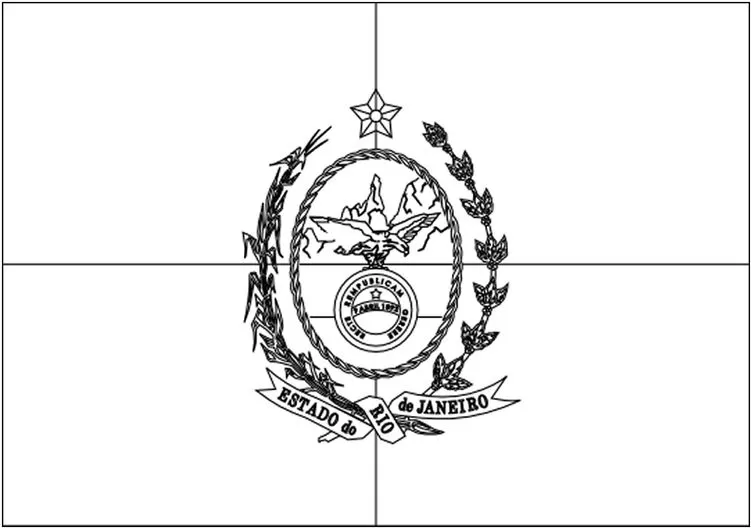 Bandeira do Rio de Janeiro para colorir: desenho do símbolo estadual brasileiro.