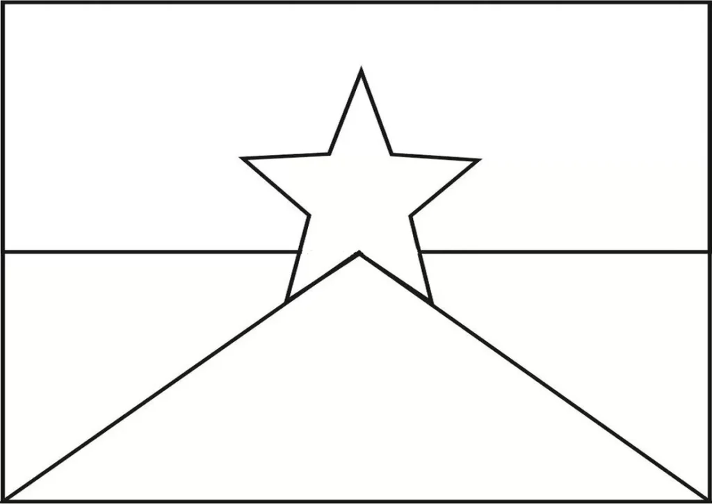 Bandeira de Rondônia para pintar: desenho do pavilhão estadual com estrela e faixas diagonais.
