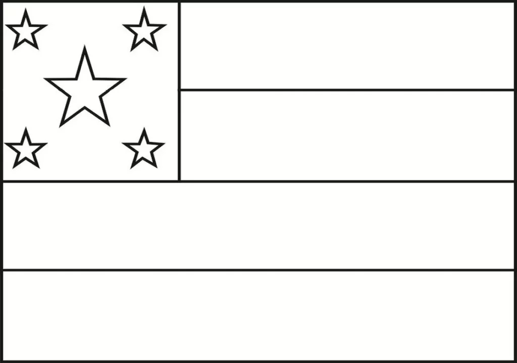 Bandeira de Sergipe para colorir: desenho do estado brasileiro com faixas horizontais e estrelas.