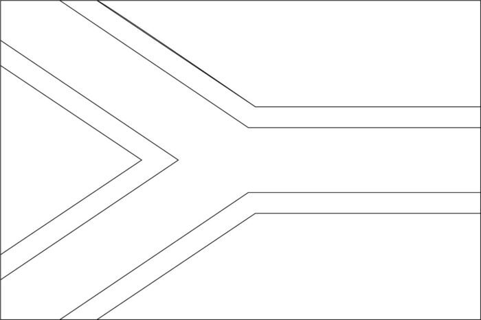 Bandeira da África do Sul na letra A: Esquema de cores e design do pavilhão nacional Sul-Africano