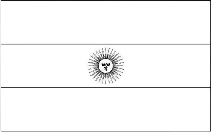 Bandeira da Argentina dentro da letra A: Sol de Maio em destaque.
