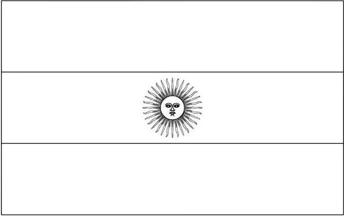 Bandeira da Argentina dentro da letra A: Sol de Maio em destaque.