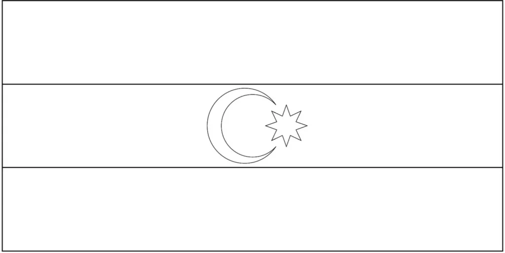 Bandeira do Azerbaijão na letra A: símbolo nacional com faixas horizontais e crescente com estrela.