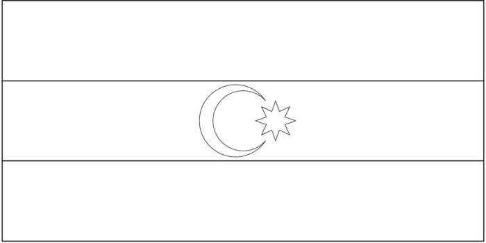 Bandeira do Azerbaijão na letra A: símbolo nacional com faixas horizontais e crescente com estrela.