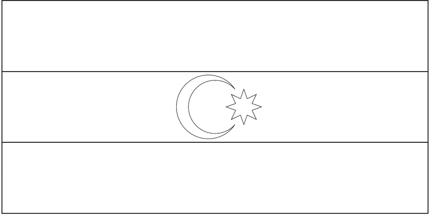Bandeira do Azerbaijão na letra A: símbolo nacional com faixas horizontais e crescente com estrela.