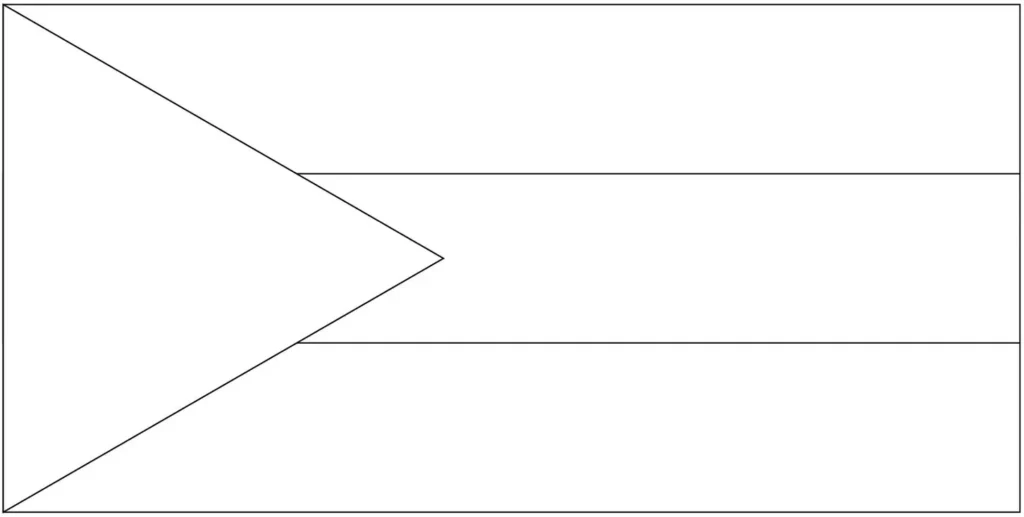 Bandeira das Bahamas desenhada na letra B. Faixas horizontais azul celeste e dourada com triângulo preto à esquerda.
