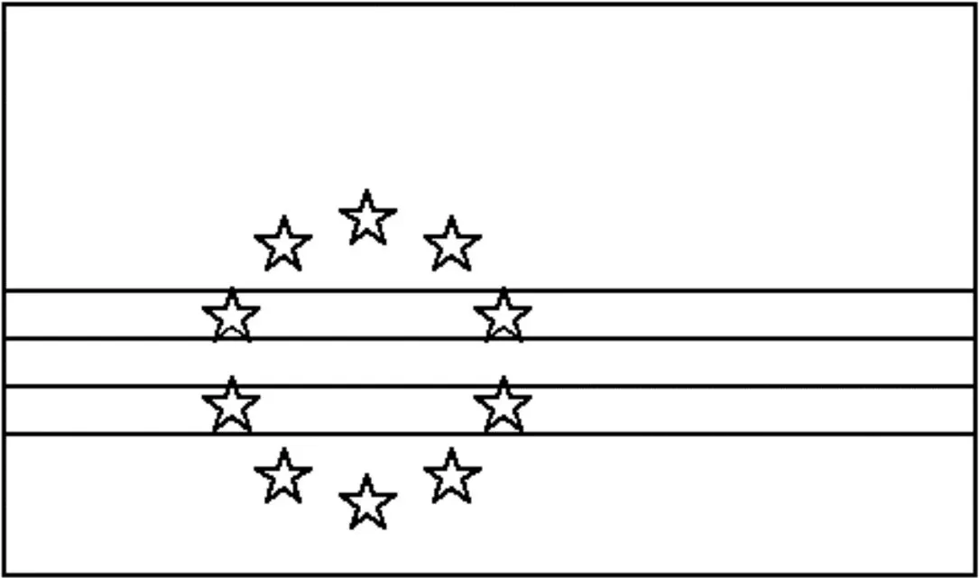 Bandeira de Cabo Verde integrada na letra C. Design da bandeira cabo-verdiana com listras branca, amarela e vermelha, e círculo de estrelas.