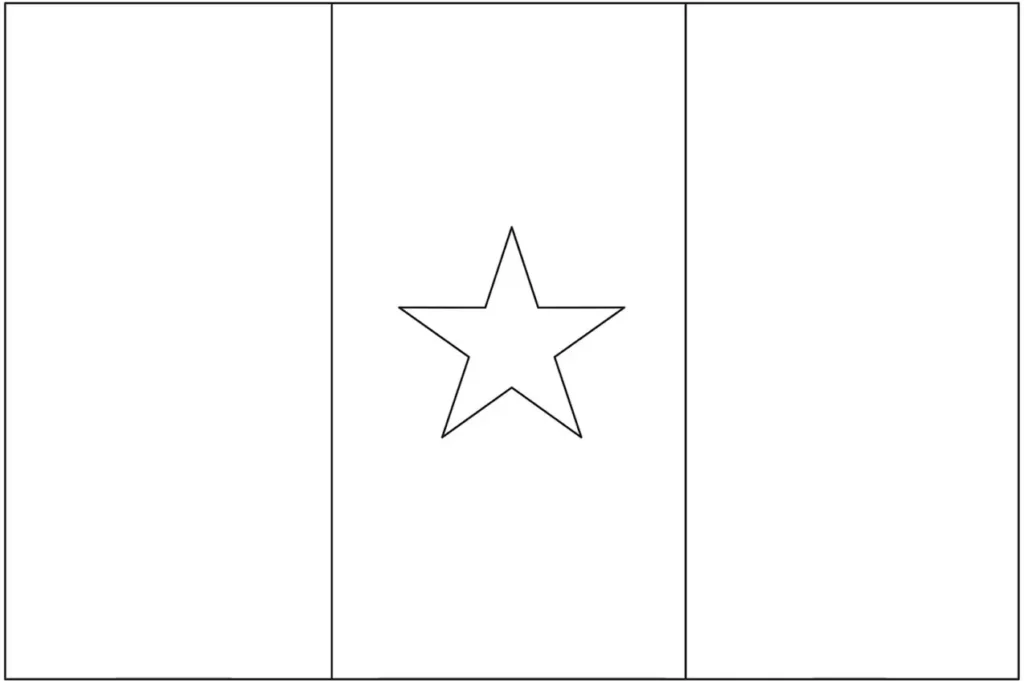 Bandeira dos Camarões dentro da letra C. Listras verde, vermelha com estrela amarela e amarela.