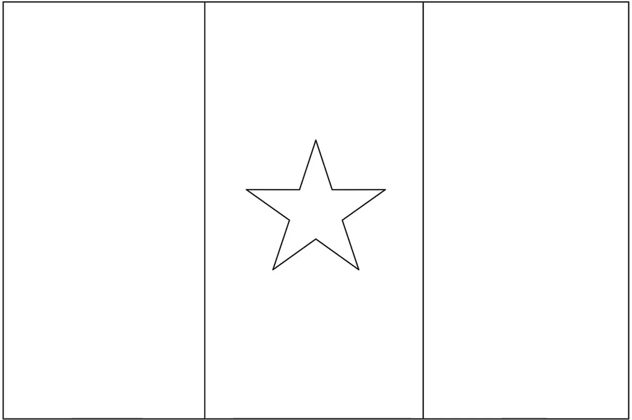 Bandeira dos Camarões dentro da letra C. Listras verde, vermelha com estrela amarela e amarela.