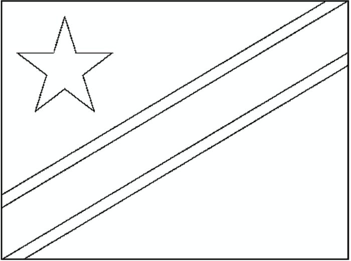 Bandeira do Congo desenhada na letra C. Design patriótico com estrela e faixa diagonal.