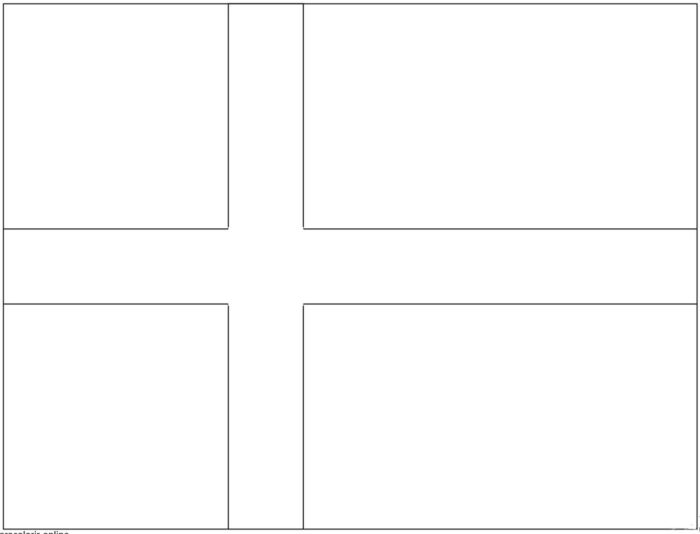 Bandeira da Dinamarca para colorir. Desenho da Dannebrog, com cruz branca sobre fundo vermelho.