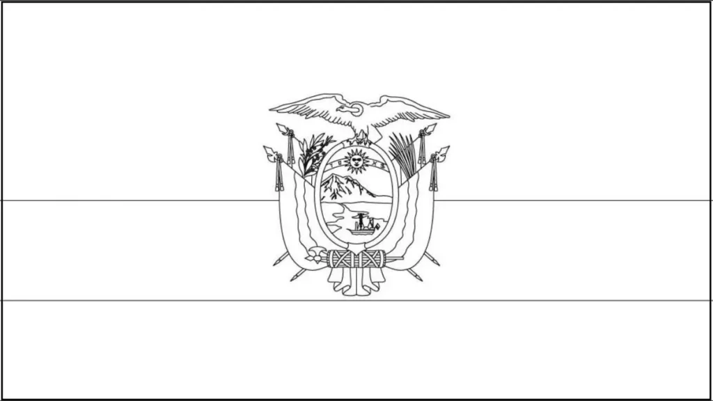 Desenhos das Bandeiras dos Países na letra E Equador Bandeira do Equador integrada na letra E, exibindo as cores e o brasão de armas.