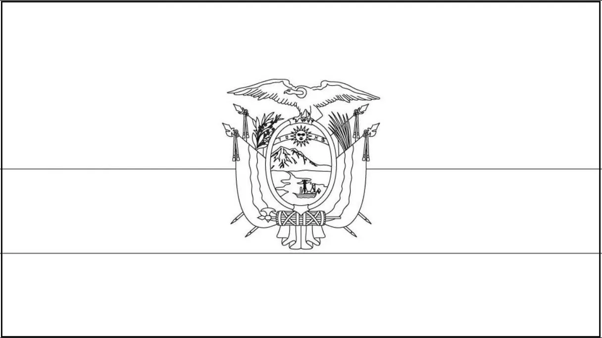 Desenhos das Bandeiras dos Países na letra E Equador Bandeira do Equador integrada na letra E, exibindo as cores e o brasão de armas.
