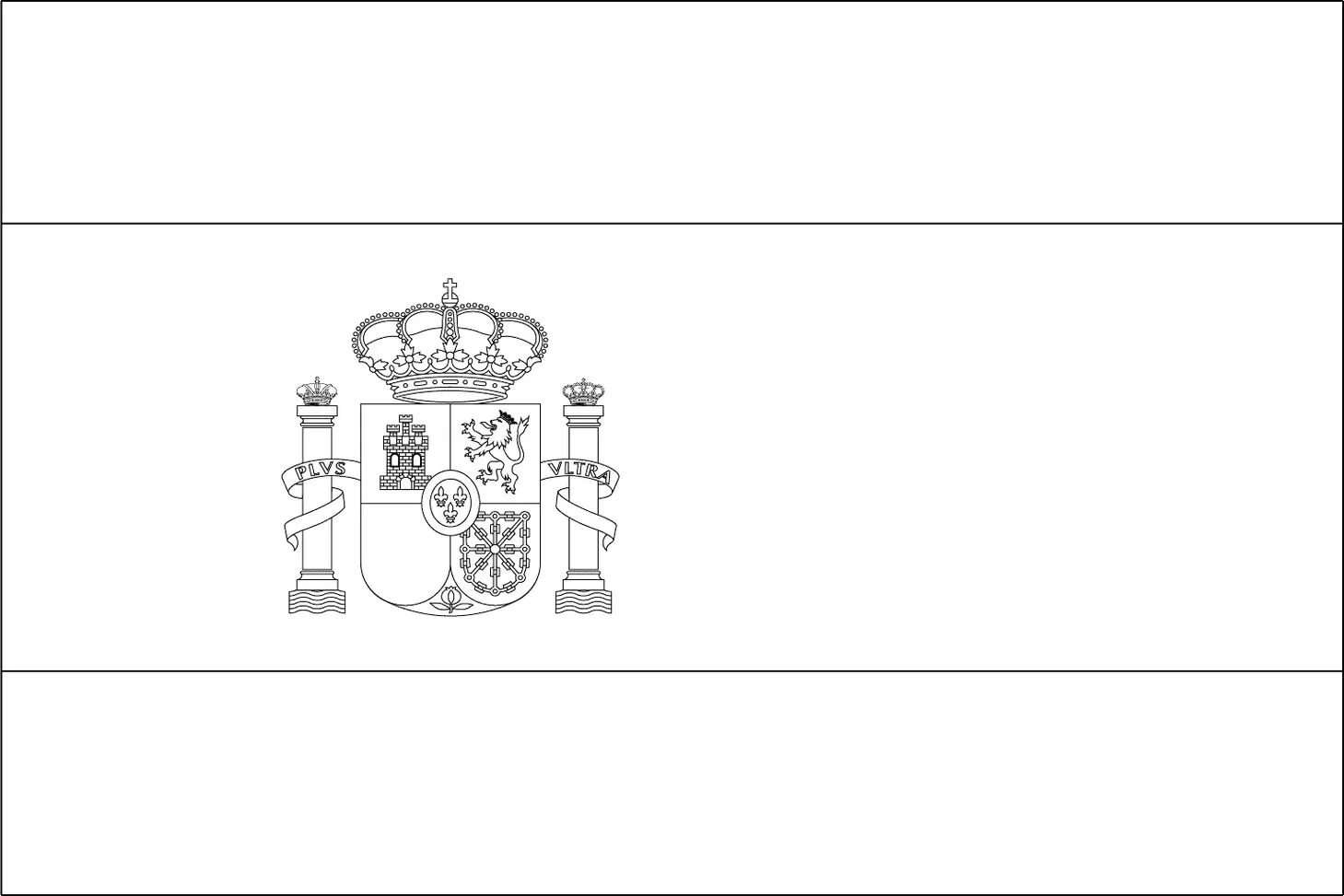 Desenhos das Bandeiras dos Países na letra E Espanha Bandeira da Espanha desenhada na letra E. Símbolo espanhol com faixas vermelhas e amarela, além do brasão de armas.