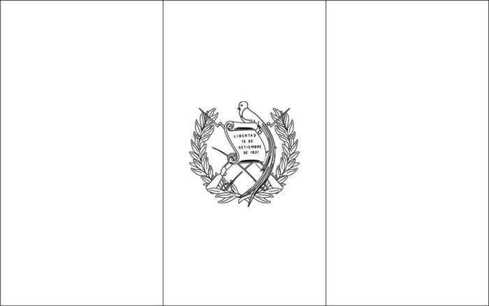 Bandeira da Guatemala na letra G: símbolo nacional com faixas verticais e brasão com quetzal, pergaminho e armas.