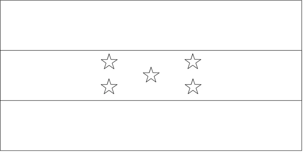 Desenhos das Bandeiras dos Países na letra H Honduras Bandeira de Honduras: três faixas horizontais azul claro e branca com cinco estrelas no centro.