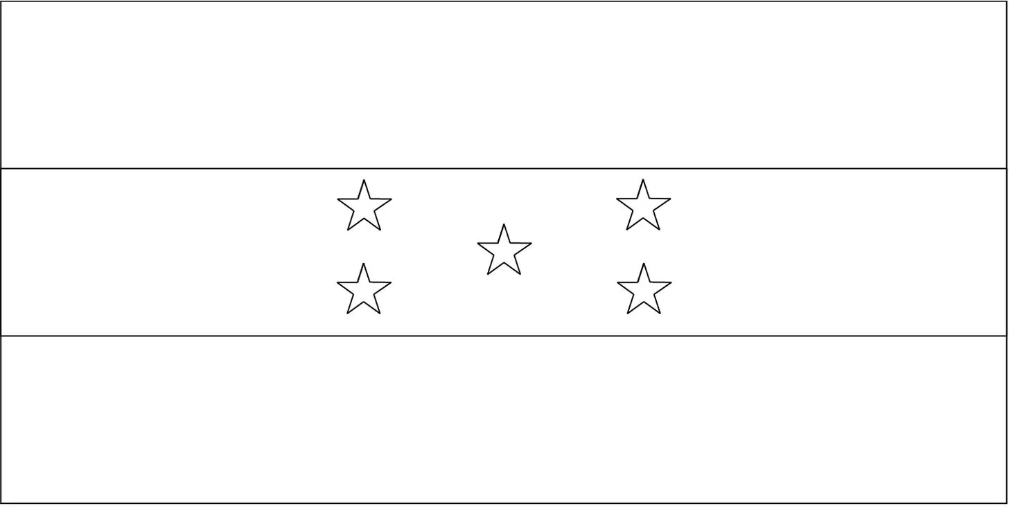 Desenhos das Bandeiras dos Países na letra H Honduras Bandeira de Honduras: três faixas horizontais azul claro e branca com cinco estrelas no centro.