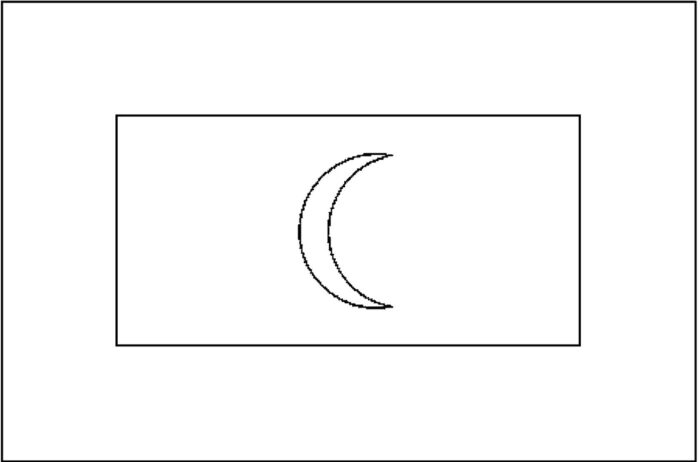 Bandeira das Maldivas estilizada na letra M. Pavilhão nacional com crescente lunar em retângulo branco dentro de um fundo vermelho.