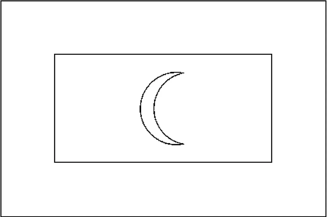 Bandeira das Maldivas estilizada na letra M. Pavilhão nacional com crescente lunar em retângulo branco dentro de um fundo vermelho.