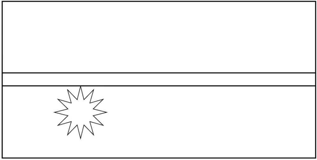 Desenhos das Bandeiras dos Países na letra N Nauru Bandeira de Nauru na letra N. Campo azul superior e inferior separados por faixa dourada. Estrela branca de 12 pontas à esquerda.