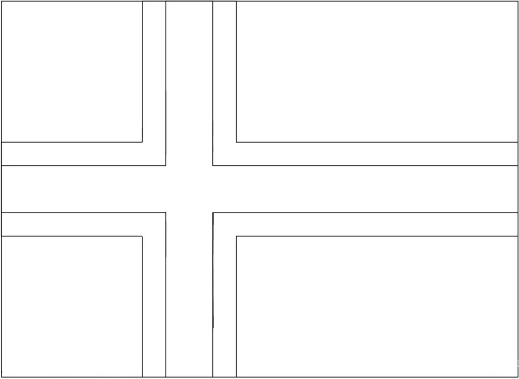 Desenhos das Bandeiras dos Países na letra N Noruega Bandeira da Noruega na letra N: Desenho monocromático da cruz nórdica norueguesa.