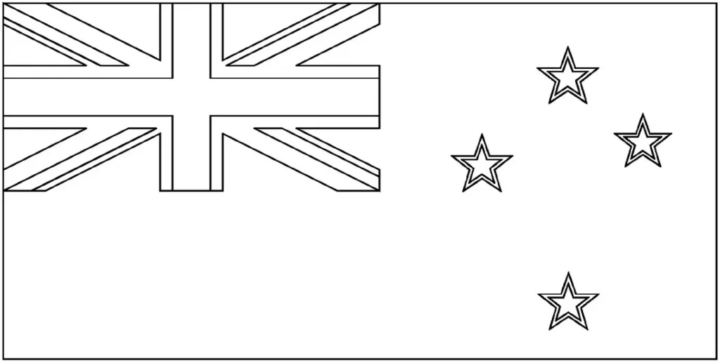 Desenhos das Bandeiras dos Países na letra N Nova Zelândia Bandeira da Nova Zelândia: Union Jack e estrelas