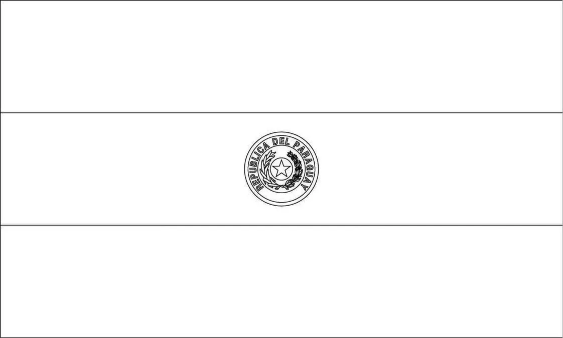 Bandeira do Paraguai: faixas vermelha, branca e azul com emblema central