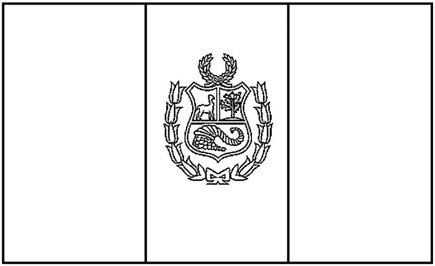 Desenhos das Bandeiras dos Países na letra P Peru Bandeira do Peru na letra P. Desenho com as cores vermelha e branca da bandeira peruana e o brasão de armas central.